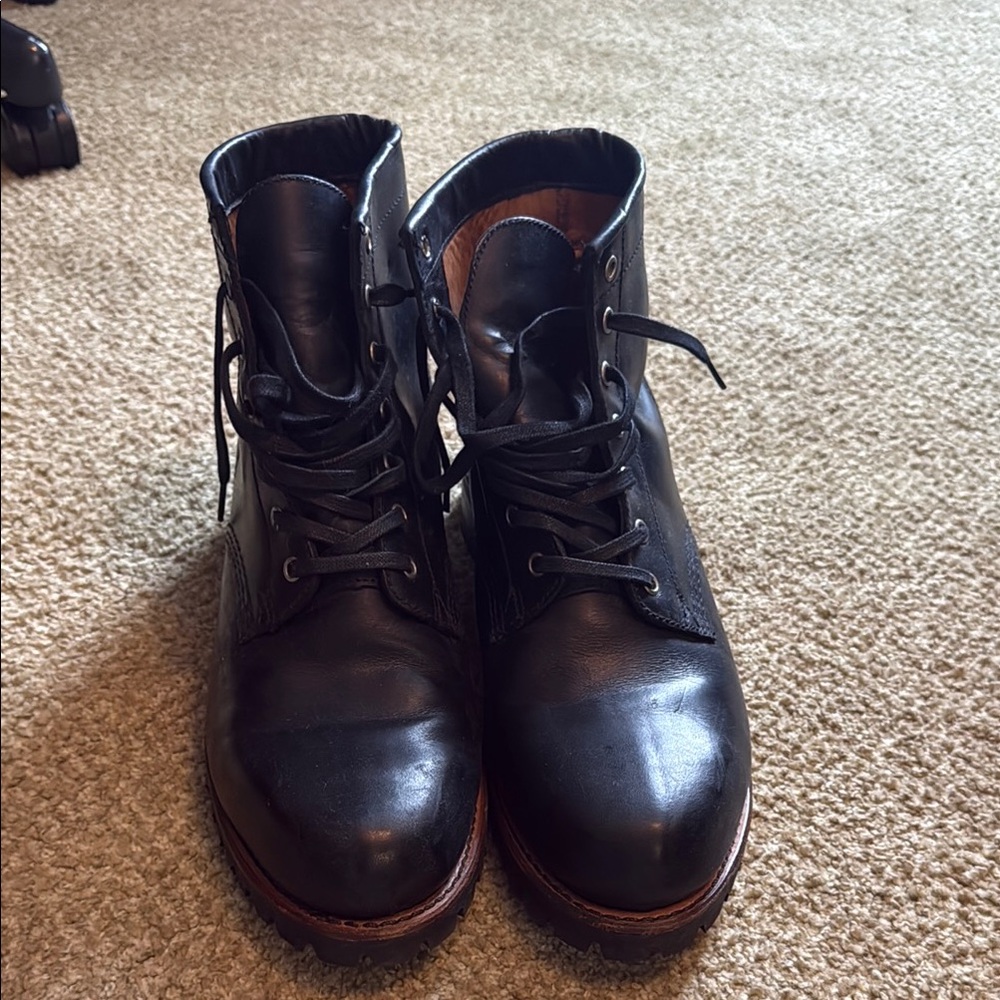 Frye Black Leather Combat Boots - Picture 3 of 4